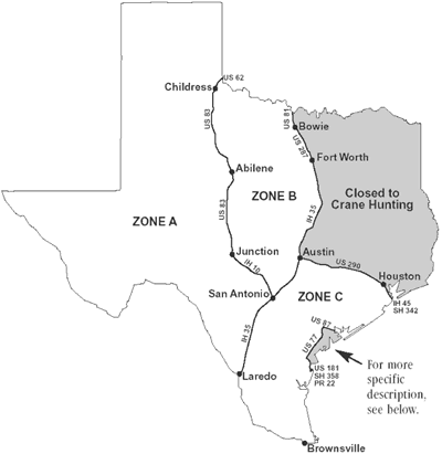 Sandhill Crane Hunting Zones in Texas