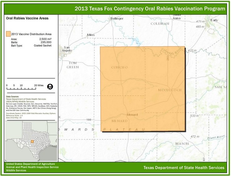 Rabies Control Zone in Texas