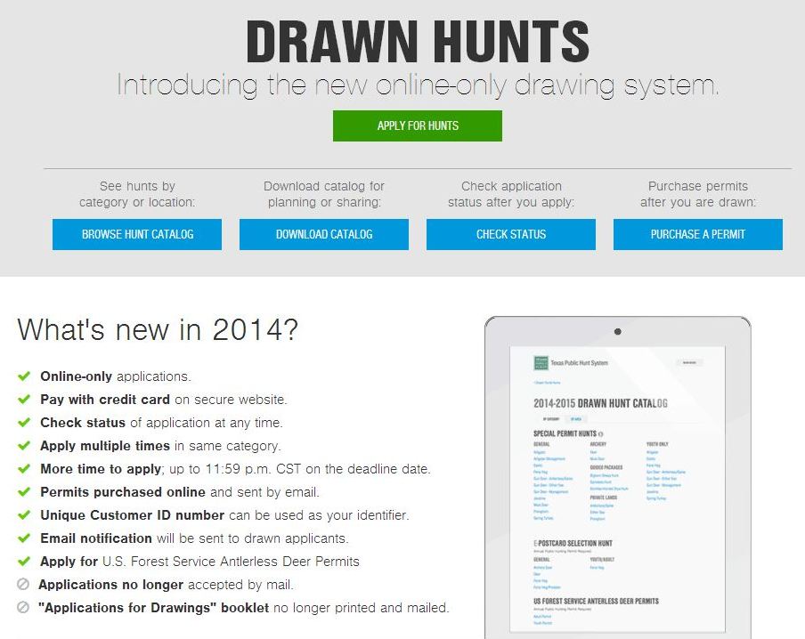 TPWD Draw Hunts are Online!